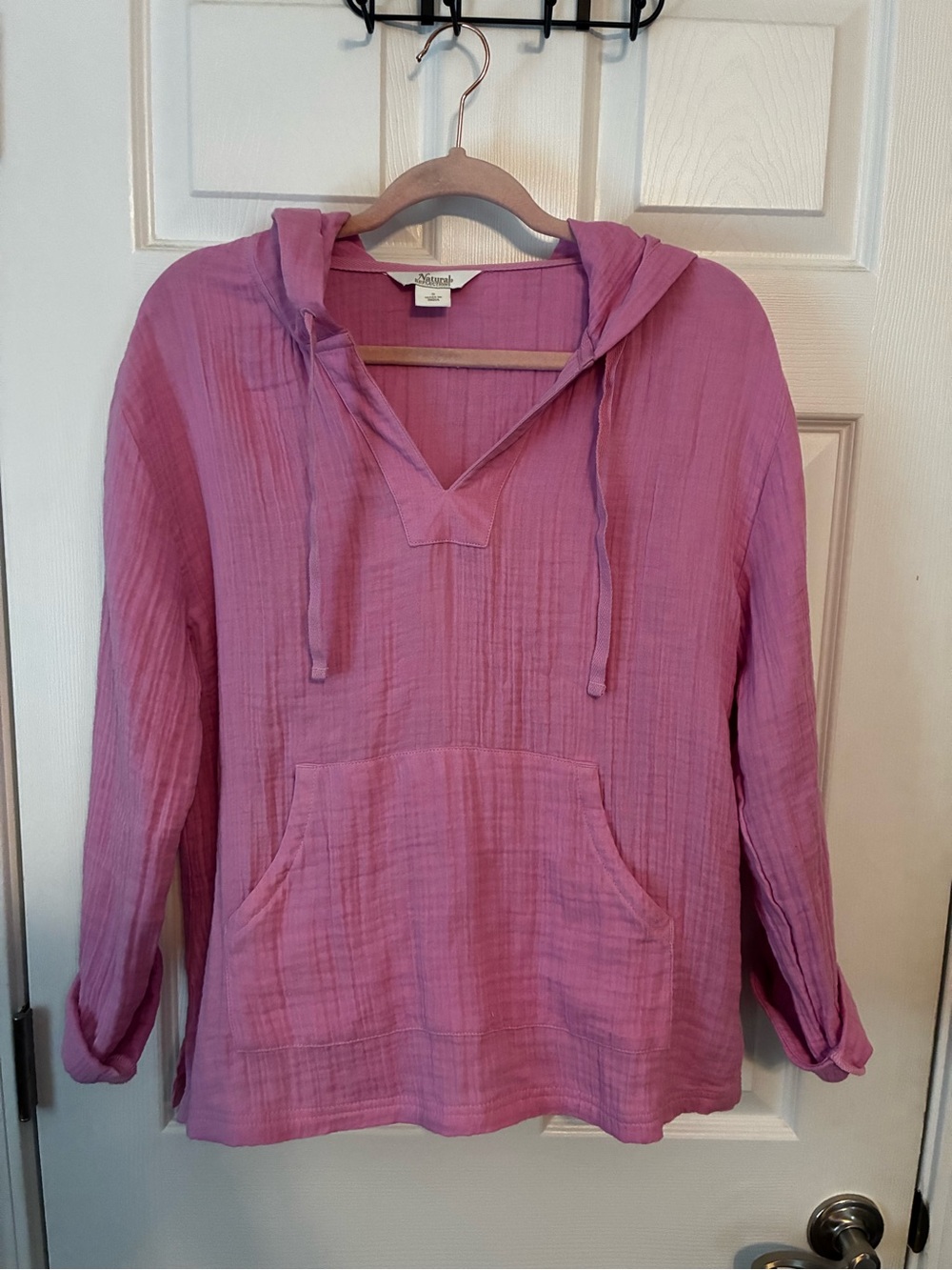 Natural Reflections Rose-Pink 100% Cotton Hooded Lightweight Top